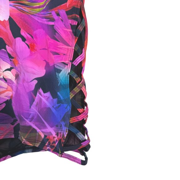 Torrid Swim Shorts Bottom 3X Multi Leaves Floral Print Strappy NWT SW-2101 - Picture 4 of 10